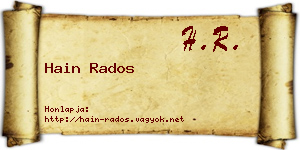 Hain Rados névjegykártya